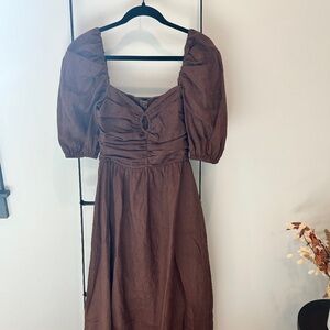 Dissh Malik Chocolate Linen Midi Dress